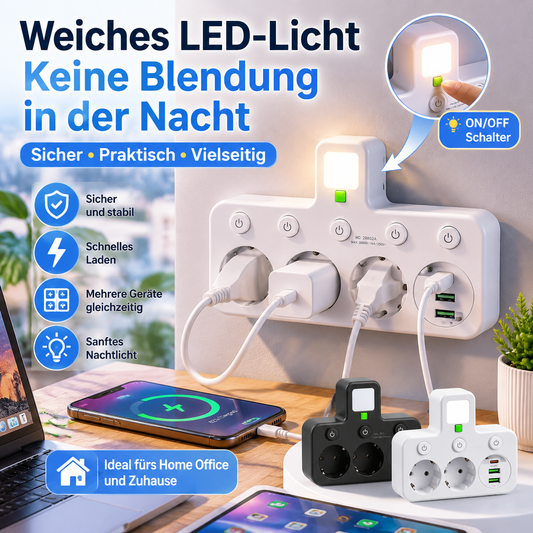 🥳HEISSER VERKAUF 2026🔥Über 50.000 verkaufte Exemplare!📱🔌 Der Sicherheitswächter für Ihr Zuhause! Intelligente Steckdosenleiste mit Überlastschutz und Kindersicherung