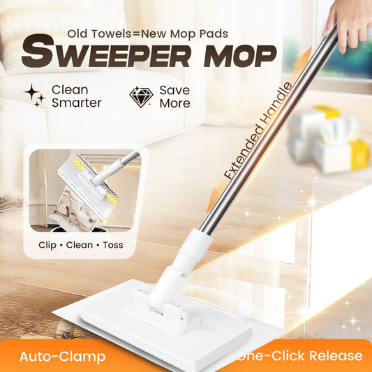🏆 LAST DAY! 70% OFF 🌿💦 Extendable Telescopic Disposable Flat Clip Mop, 360° Swivel Lightweight Floor Mop 🧹✨