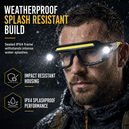 Rechargeable dual-beam glasses light – LED lamp that clips onto glasses, USB-C charging, hands-free lighting for hiking, repairs and night-time reading