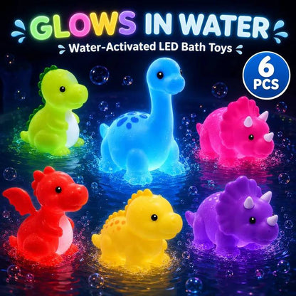 Set of 6 mould-free silicone dinosaur bath toys for babies