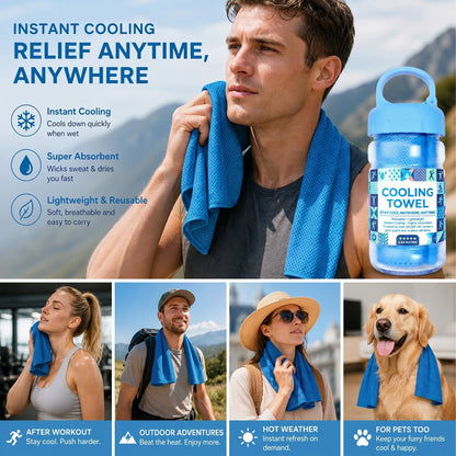 🎁Last Day Buy 1 Get 1 Free (Each only ￡3.49)🔥Cold Sweat Towel You Can Use Anywhere, Anytime! Reusable Soft Absorbent Cooling Portable