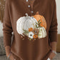 Damen-Pullover mit V-Ausschnitt, Kürbis-Blumenmuster und Thanksgiving-Motiv