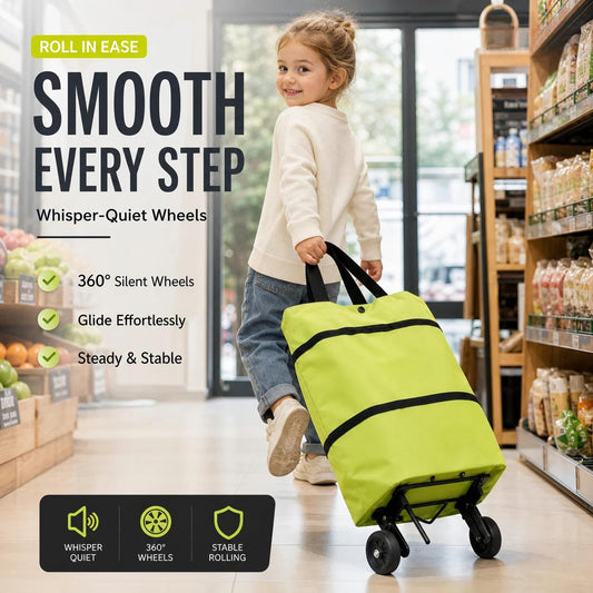 🏆Last Day Special Price ￡7.99!!🛒 Foldable Grocery Cart Bag – The Rolling Shopping Bag That Saves Your Back