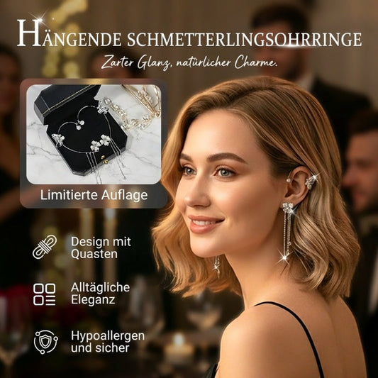 💕💕Schlichte Ohrclips mit Schmetterlings- und Blumenmotiv & Quasten – Elegant & bequem, ohne Ohrloch 🌸🦋