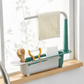 🧽 No-Drill Sink Organiser – Telescopic Stainless Steel Rack with Towel Bar & Drain Holes
