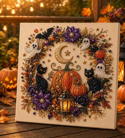 💥 🏆 Last Day Special Price £10.98 ! 👻✨50K+ SOLD!🎃 Halloween Pearl Art DIY Kit – No painting skills needed, just match & place pearls. Create spooky‑cute décor for a cosy autumn home! 🧵🖼️