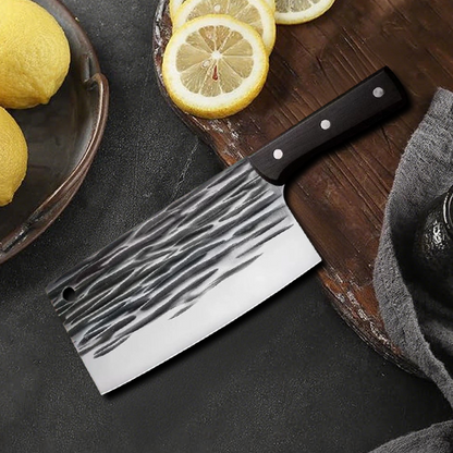 JUWIL Premium Fleischbeil aus Kohlenstoffstahl – Handgeschmiedete serbische Hacka für Küche, Grill & Outdoor