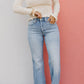 🍃 Vintage-Waschungen mit hohem Bauch und Bauchkontrolle Jeans mit geradem Bein