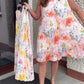 🔥Zeitlich begrenztes Angebot-Ärmelloses Midikleid mit Plissee und Blumenprint und betonter Taille