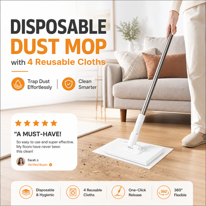 🏆 LAST DAY! 70% OFF 🌿💦 Extendable Telescopic Disposable Flat Clip Mop, 360° Swivel Lightweight Floor Mop 🧹✨