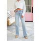 🍃 Vintage-Waschungen mit hohem Bauch und Bauchkontrolle Jeans mit geradem Bein