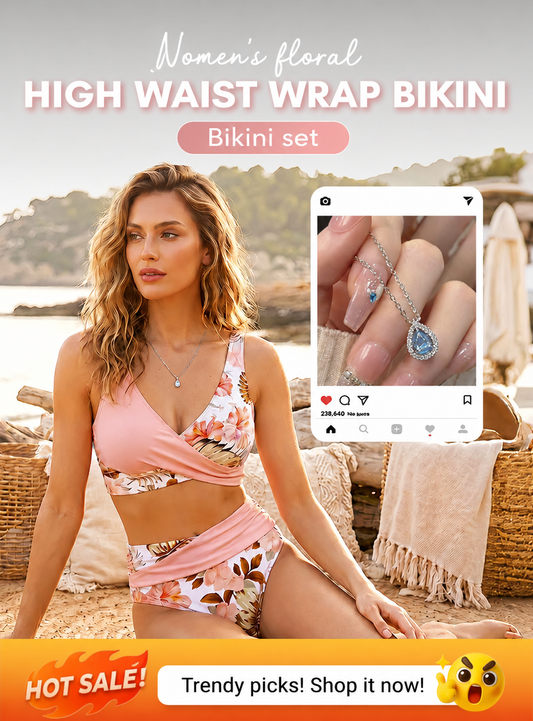 🌊50% Off👙Women's Floral High-Waist Bikini Set