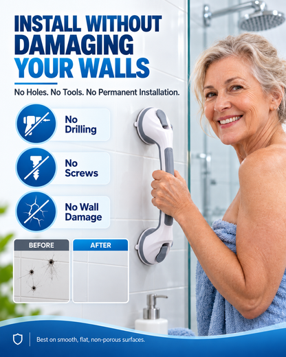🚿 🛁 Suction Grab Bar – No drilling, high-strength & washable ✨
