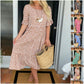 🏖️Summer Hot Sale ￡14.99!!💃Round Neck Polka Dot Print Midi Dress