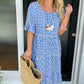🏖️Summer Hot Sale ￡14.99!!💃Round Neck Polka Dot Print Midi Dress