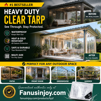 🛡️🌧️Heavy Duty Weatherproof Clear Tarps 14 Mil