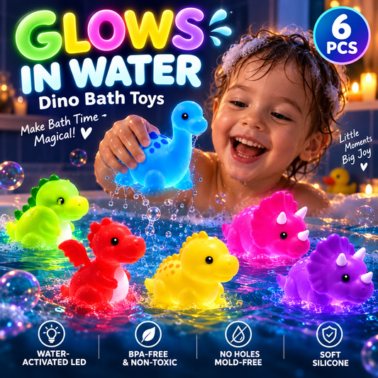 Set of 6 mould-free silicone dinosaur bath toys for babies