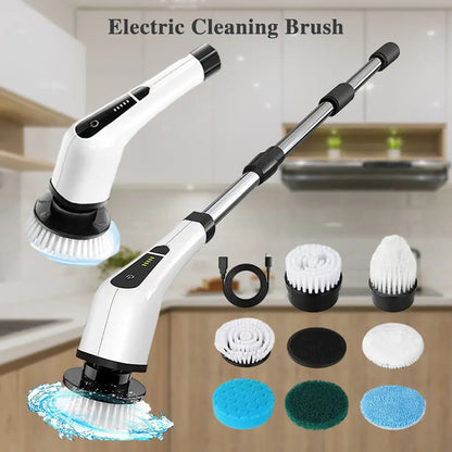 🔋 Electric Cleaning Brush – 7 Replaceable Heads & 2500mAh – Perfect for Bathroom, Kitchen & Tiles – Waterproof & Efficient 💧