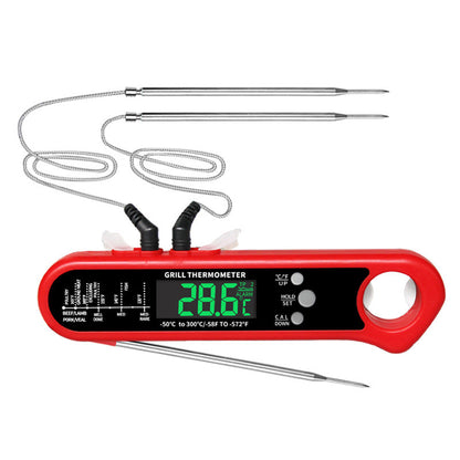 🌡️Dual-Probe Meat Thermometer 🥩 – Instant Read, Magnetic, Foldable, Bottle Opener