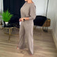 Elegantes 3-teiliges Set: Langer Cardigan, Oberteil und Hose
