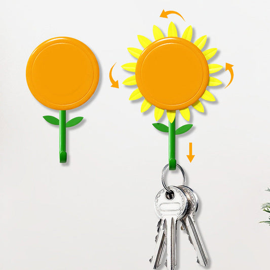 Kreativer Sonnenblumen-Wandhaken mit lachendem Gesicht
