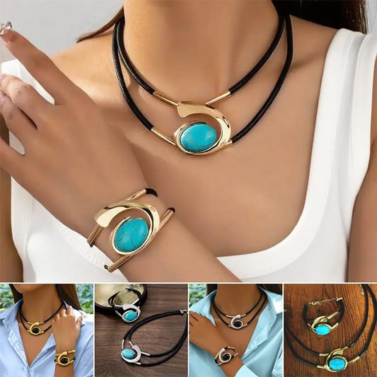 ✨🐌 #DurableBohoJewelry #AcrylicStoneSet" #DurableBohoJewelry #AcrylicStoneSet"Vintage Boho Halskette & Armband Set