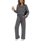 🔥Letzter Tag 40% Rabatt✨Loungeset für Damen: Top mit Rundhalsausschnitt & Hose mit Kordelzug💖