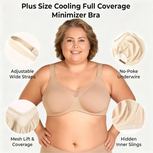 🏆Last Day Special Price ￡9.98 💗Women's Plus Size Cooling Full Coverage Minimizer Bra