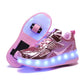 LED-beleuchtete Rollschuhe mit abnehmbaren Rädern