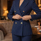 👩‍💼 Damen-Doppelreihiges Pinstripe-Sakko – Taillierte Passform, Elegantes Business-Outfit & Premium-Stoff für Vertrauen ✨