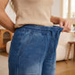 Damen-Jeans mit Kordelbund und weiten Beinen aus Denim