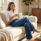Damen-Jeans mit Kordelbund und weiten Beinen aus Denim