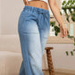 Damen-Jeans mit Kordelbund und weiten Beinen aus Denim