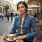 Damen-Jeansjacke mit Rüschenbesatz und offenem Vorderteil – Leicht und feminin – Vielseitig und schick