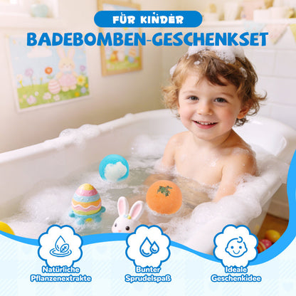 🎁Bade-Bälle für Kinder mit Spielzeug – 12 handgefertigte Schaumbäder mit Leucht-Spielzeug im Inneren, ideal zum Befüllen von Ostereiern sowie als Geschenk zu Geburtstagen und Weihnachten