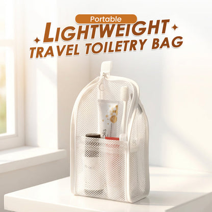 Portable Breathable Mesh Toiletry Bag - Multi-Compartment Bathroom & Makeup Organizer with Independent Toothbrush Slot, Quick-Dry Mesh Bag for Gym, Business Trip to Store Toiletries for Men & Women