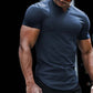 🌞Frühlingserwachen: 50% Rabatt!✨ Herren Lässiges Einfarbiges Athletic T-Shirt – Gekerbter V-Ausschnitt, Slim Fit & Stretch-Stoff für Kraftvolle Silhouette