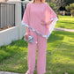 Set aus elegantem Poncho-Oberteil mit Paillettenbesatz und weit geschnittener Hose