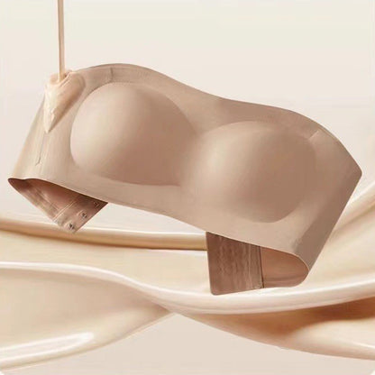 Womens Strapless Bras Push Up Bandeau Bra Non Slip Wireless Supportive Padded Bras Seamless Comfortable Tube Jelly Bra