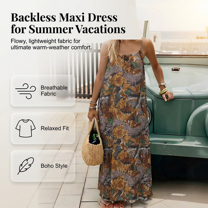 Sommerliches rückenfreies Damen-Maxikleid mit Spaghettiträgern