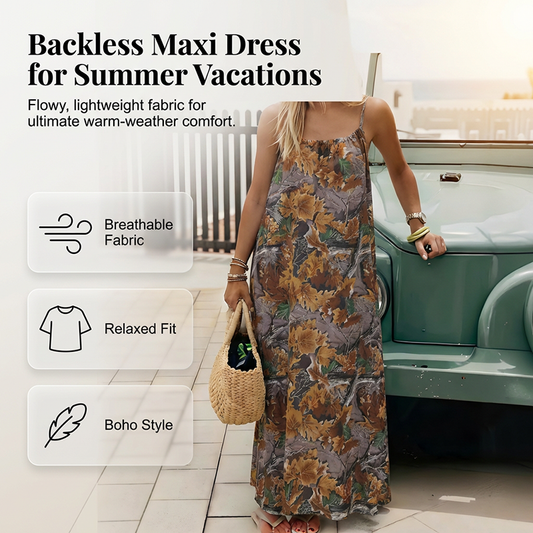 Sommerliches rückenfreies Damen-Maxikleid mit Spaghettiträgern