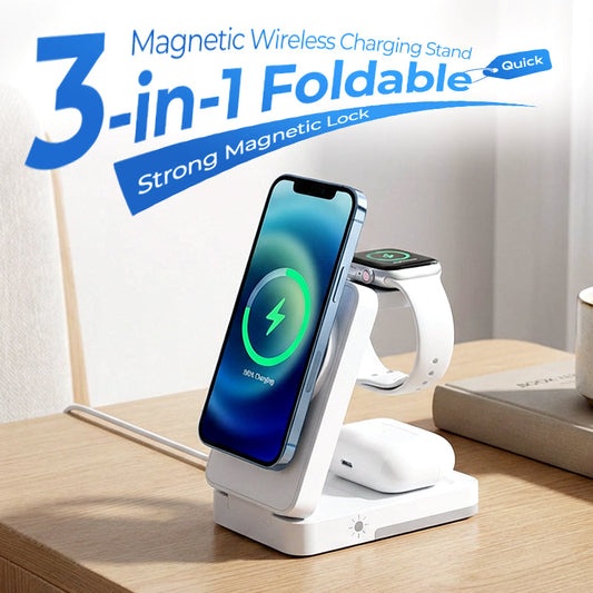 🍃🏆 Last Day Special Price £15.99 ! 💥3-in-1 Foldable Magnetic Wireless Charging Stand