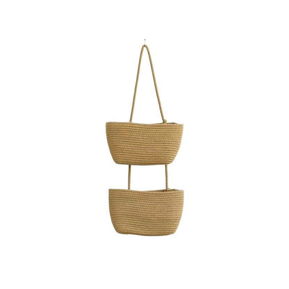 🏡 3-Tier Over the Door Basket, Wall-Mounted Jute Storage Organizer in bathroom – Decorative Nursery Baskets, Perfect for Busy Mom/Dad to Store Diapers & Toys small basket Gift Hook laundry basket house organizers organizing baskets