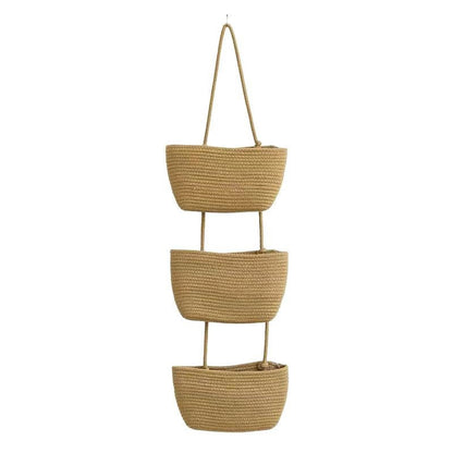 🏡 3-Tier Over the Door Basket, Wall-Mounted Jute Storage Organizer in bathroom – Decorative Nursery Baskets, Perfect for Busy Mom/Dad to Store Diapers & Toys small basket Gift Hook laundry basket house organizers organizing baskets