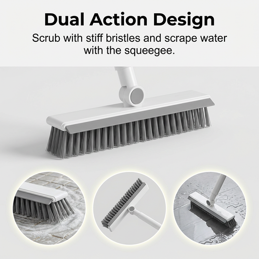 🍃🏆 Last Day Special Price £10.98! 2-in-1 Floor Brush with Squeegee | 360° Rotating Gap Cleaning Tool - Extendable Adjustable No-Touch Cleaner for Windows, Sliding Doors, Narrow Spaces, Home Deep Cleaning