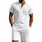 👕 LIMITED-TIME 56% OFF! 💥 Men's Casual Top & Shorts 2-Piece Set – Linen Blend, Lapel Collar, Elastic Waist ✨