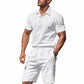 👕 LIMITED-TIME 56% OFF! 💥 Men's Casual Top & Shorts 2-Piece Set – Linen Blend, Lapel Collar, Elastic Waist ✨