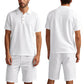 👕 LIMITED-TIME 56% OFF! 💥 Men's Casual Top & Shorts 2-Piece Set – Linen Blend, Lapel Collar, Elastic Waist ✨