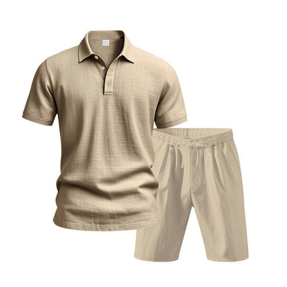 👕 LIMITED-TIME 56% OFF! 💥 Men's Casual Top & Shorts 2-Piece Set – Linen Blend, Lapel Collar, Elastic Waist ✨