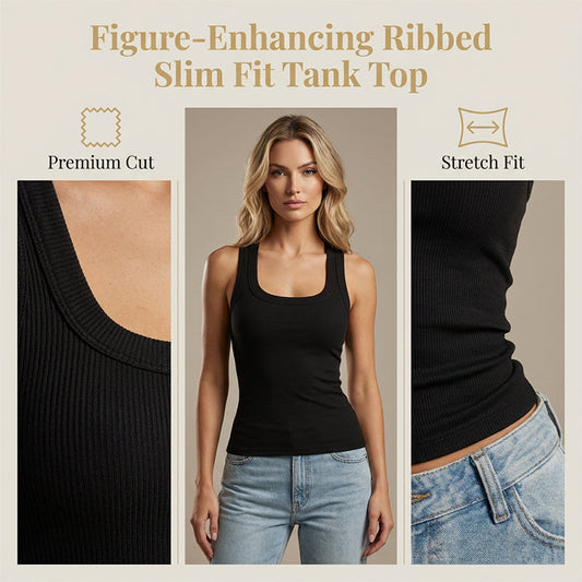 💖Last Day Special Price ￡10.98!!💖Women's Ribbed U-Neck Slim Fit Tank Top